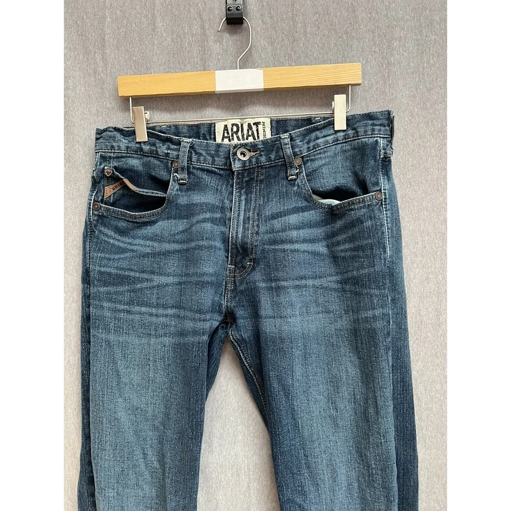 Ariat Rebar M5 Jeans Mens 36/38 Blue Slim Straight Denim Pants Casual Workwear
